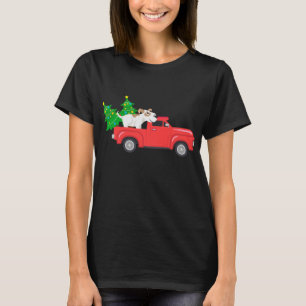 Dog Wagon Kerstboom op Auto Xmas rode T T-shirt