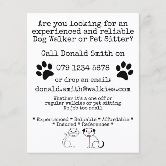 Dog Waling Sitting Business Flyer-brochure Flyer (Voorkant)