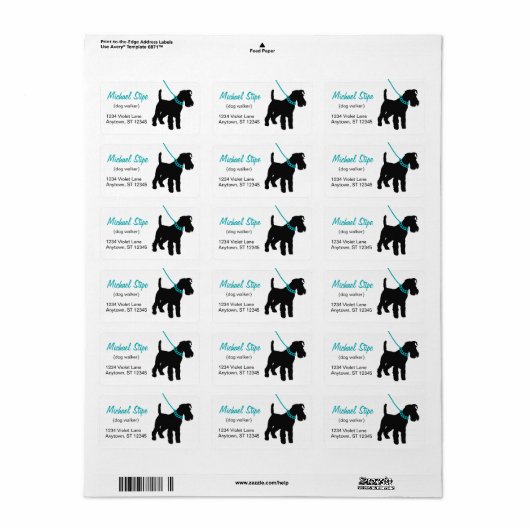 Dog Walker Adresetiketten teak Etiket (Full Sheet)