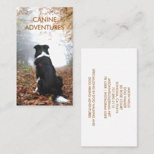 Dog Walker Adventure loopt en wieken Visitekaartje (Voorkant / Achterkant)