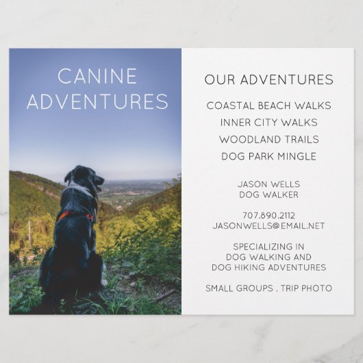 Dog Walker Adventure Walks Hikes Flyer (Voorkant)