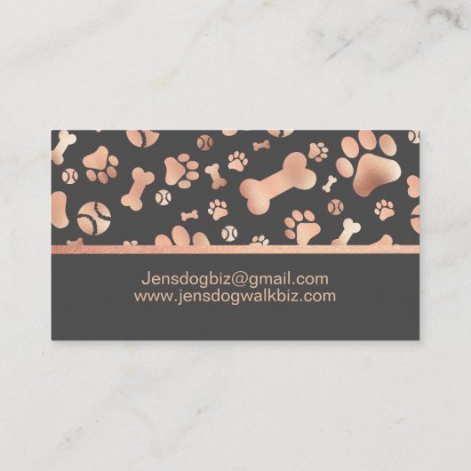 Dog Walker Appointment Roos Gold Date Visitekaartje (Achterkant)