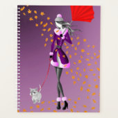 Dog Walker Autumn verlaat paarse Planner (Voorkant)
