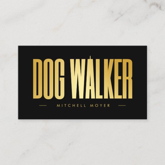 Dog Walker Black And Gold  Visitekaartje (Voorkant)