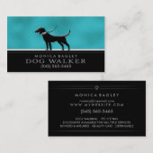 Dog Walker Blauwgroen blauw en zwart Visitekaartje (Voorkant / Achterkant)