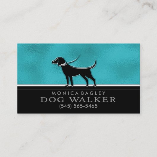 Dog Walker Blauwgroen blauw en zwart Visitekaartje (Voorkant)