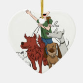 Dog Walker Cartoon Keramisch Ornament (Voorkant)