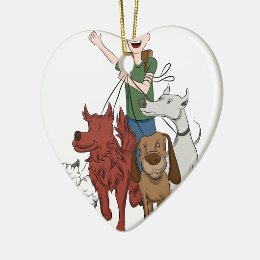 Dog Walker Cartoon Keramisch Ornament (Links)