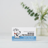 Dog Walker Custom Blue & White Visitekaartje (Staand voorkant)
