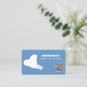 Dog Walker Custom QR (blauw) Visitekaartje (Staand voorkant)