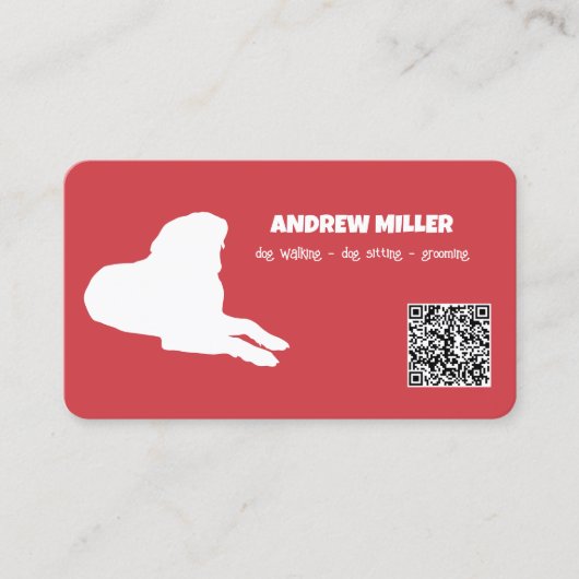 Dog Walker Custom QR (rood) Visitekaartje (Voorkant)