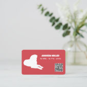 Dog Walker Custom QR (rood) Visitekaartje (Staand voorkant)