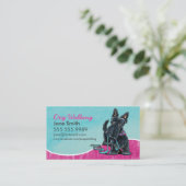 Dog Walker Cute Scottie Blue Visitekaartje (Staand voorkant)