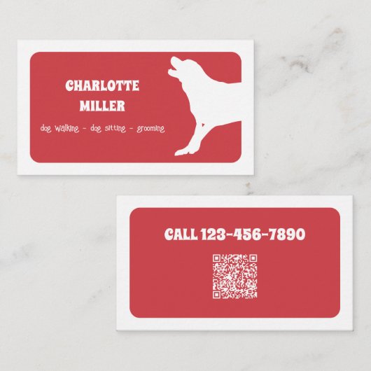 Dog Walker Dog Sitter QR Visitekaartje (Voorkant / Achterkant)
