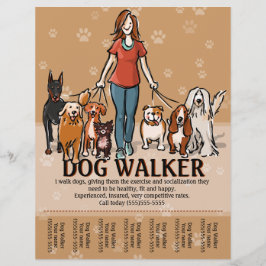 Dog Walker. Dog Walking. Adverteren Sjabloon Flyer