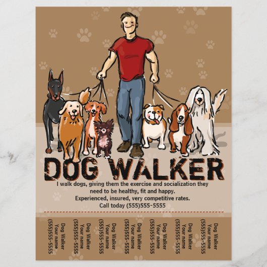 Dog Walker. Dog Walking. GOED. Adverteren Sjabloon Flyer (Voorkant)