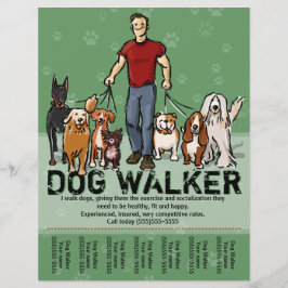 Dog Walker. Dog Walking. MAN. grn. PromoTemplate Flyer