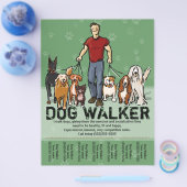 Dog Walker. Dog Walking. MAN. grn. PromoTemplate Flyer (Enkel)
