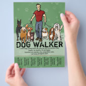 Dog Walker. Dog Walking. MAN. grn. PromoTemplate Flyer (Hand)