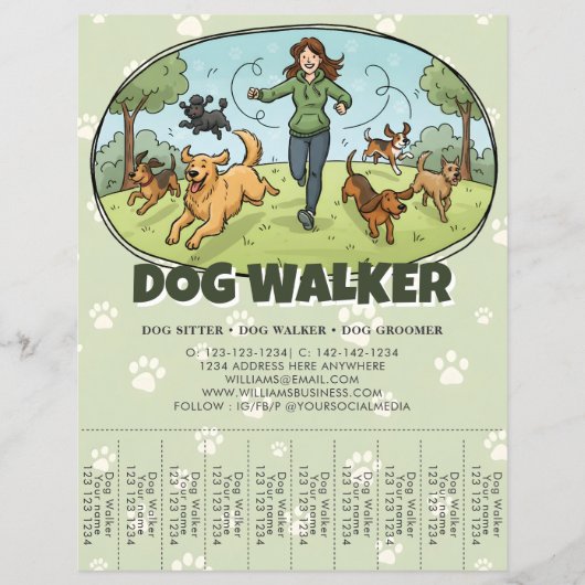 Dog Walker Dog Walking Service Custom Flyer (Voorkant)