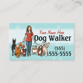 Dog Walker Dog Walking Training Vrouw Promo Card Visitekaartje