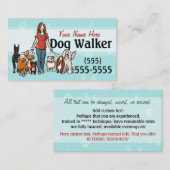 Dog Walker Dog Walking Training Vrouw Promo Card Visitekaartje (Voorkant / Achterkant)