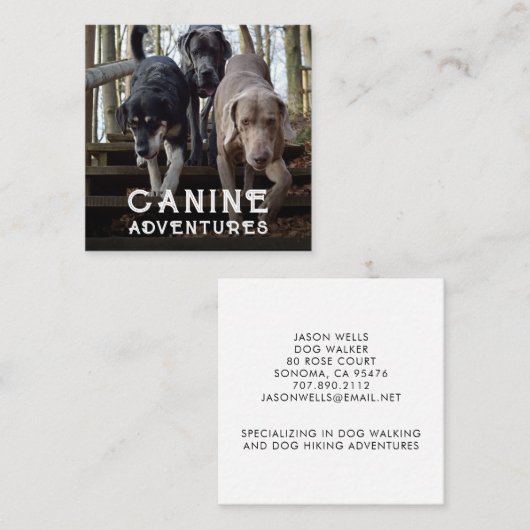 Dog Walker en Dog Adventures Square Visitekaartje (Voorkant / Achterkant)