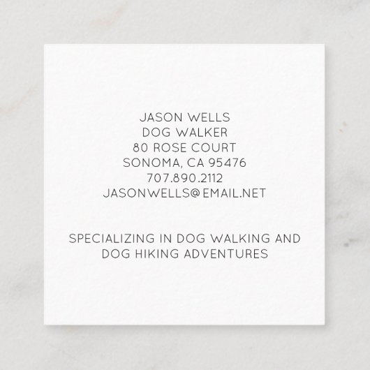 Dog Walker en Dog Adventures Textured Glow Vierkante Visitekaartje (Achterkant)