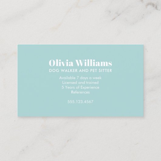 Dog Walker en Pet Sitter Visitekaartje (Achterkant)
