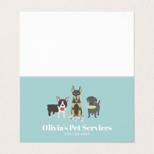 Dog Walker en Pet Sitter Visitekaartje (Buitenkant ongevouwen)