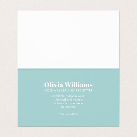 Dog Walker en Pet Sitter Visitekaartje (Binnenkant ongevouwen)
