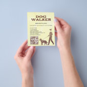 Dog Walker Faux Gold Glitter QR Code Huisdieren Di Flyer (Hand)