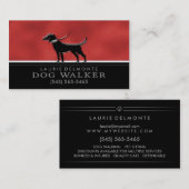 Dog Walker Faux Red en Black Custom Visitekaartje (Voorkant / Achterkant)