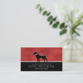Dog Walker Faux Red en Black Custom Visitekaartje (Staand voorkant)