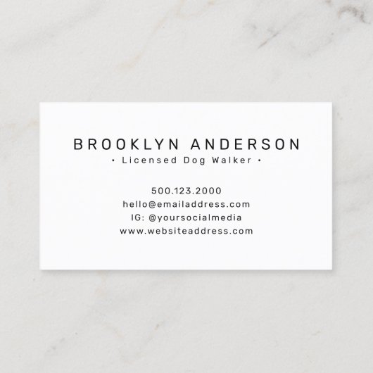 Dog Walker foto's Visitekaartje (Achterkant)