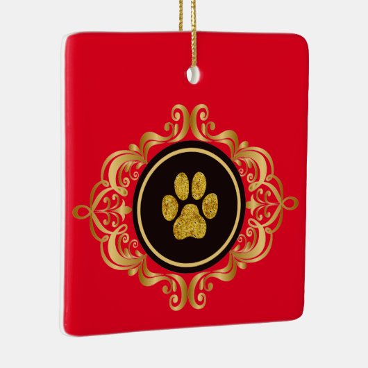 Dog Walker Gold Paw Print Ornament (Rechts)