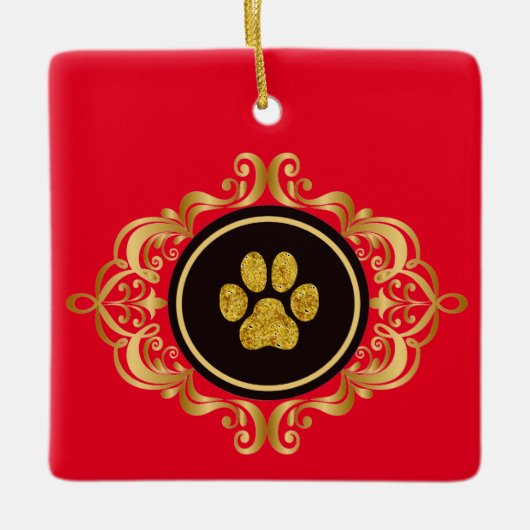 Dog Walker Gold Paw Print Ornament (Voorkant)