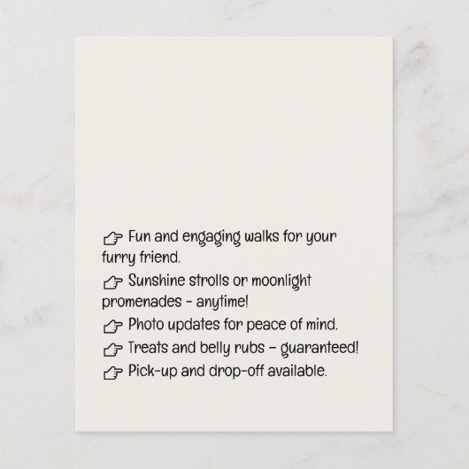 Dog Walker grappig en boeiende cartoon flyer (Achterkant)