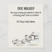 Dog Walker grappig en boeiende cartoon flyer (Voorkant)