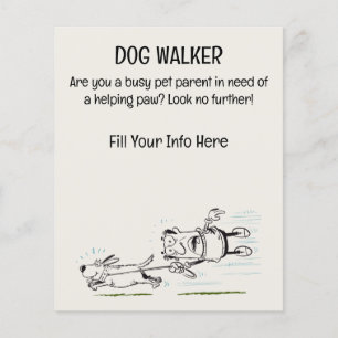 Dog Walker grappig en boeiende cartoon flyer