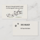 Dog Walker grappig en boeiende cartoon Visitekaartje (Voorkant / Achterkant)