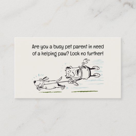 Dog Walker grappig en boeiende cartoon Visitekaartje (Voorkant)