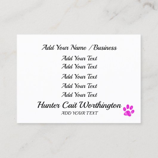 Dog Walker / Groomer / Etc. Visitekaartje (Achterkant)