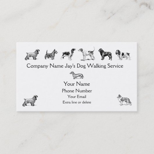 Dog Walker Groomer Pet Care Service Custom Company Visitekaartje (Voorkant)