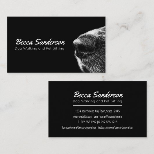 Dog Walker, Groomer, Pet Sitter, Vet Elegant Visitekaartje (Voorkant / Achterkant)