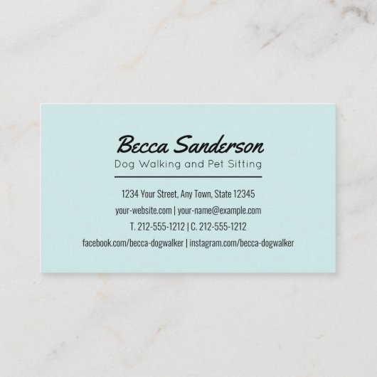 Dog Walker, Groomer, Pet Sitter, Vet Winking Dog Visitekaartje (Achterkant)