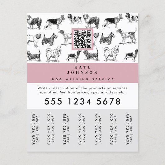 Dog Walker Grooming Dog Trainer Traar-off Labels Flyer (Voorkant)