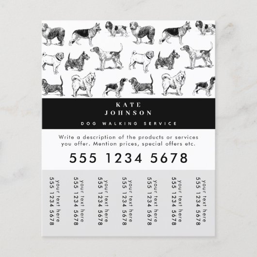 Dog Walker Grooming Dog Trainer Traar-off Labels Flyer (Voorkant)