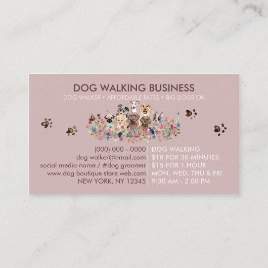 Dog Walker Grooming Petsitter Sale Loyalty Visitekaartje (Achterkant)