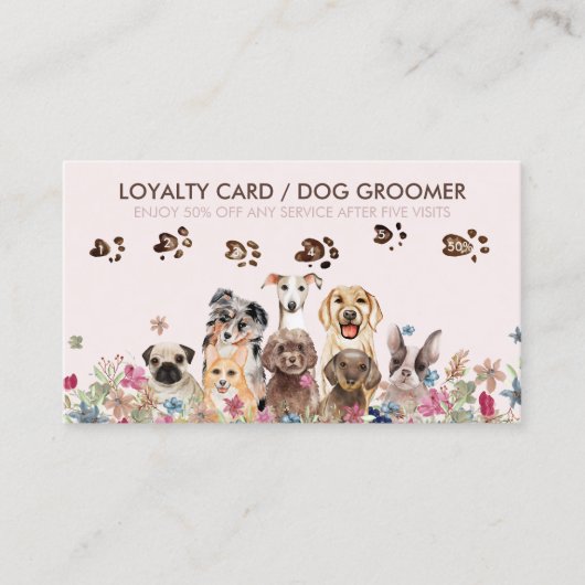 Dog Walker Grooming Petsitter Sale Loyalty Visitekaartje (Voorkant)